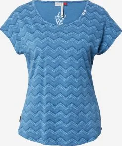 Ragwear T-shirts Shirt CHEDAR CHEVRON Dames Marine / Hemelsblauw / Lichtblauw