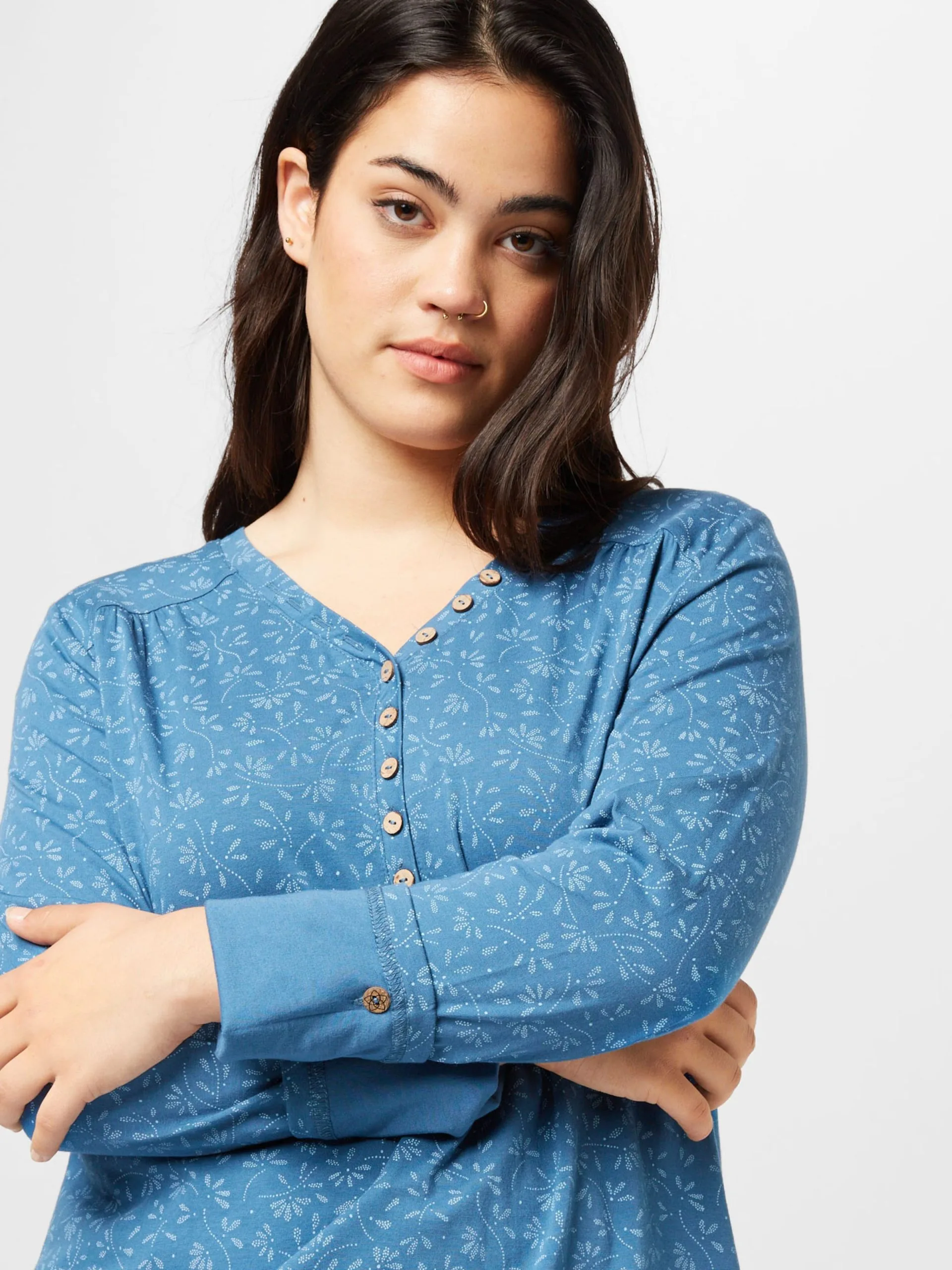 Longsleeves Shirt Dames Indigo / Lichtblauw 2 Longsleeves Shirt Dames Indigo / Lichtblauw - Afbeelding 2